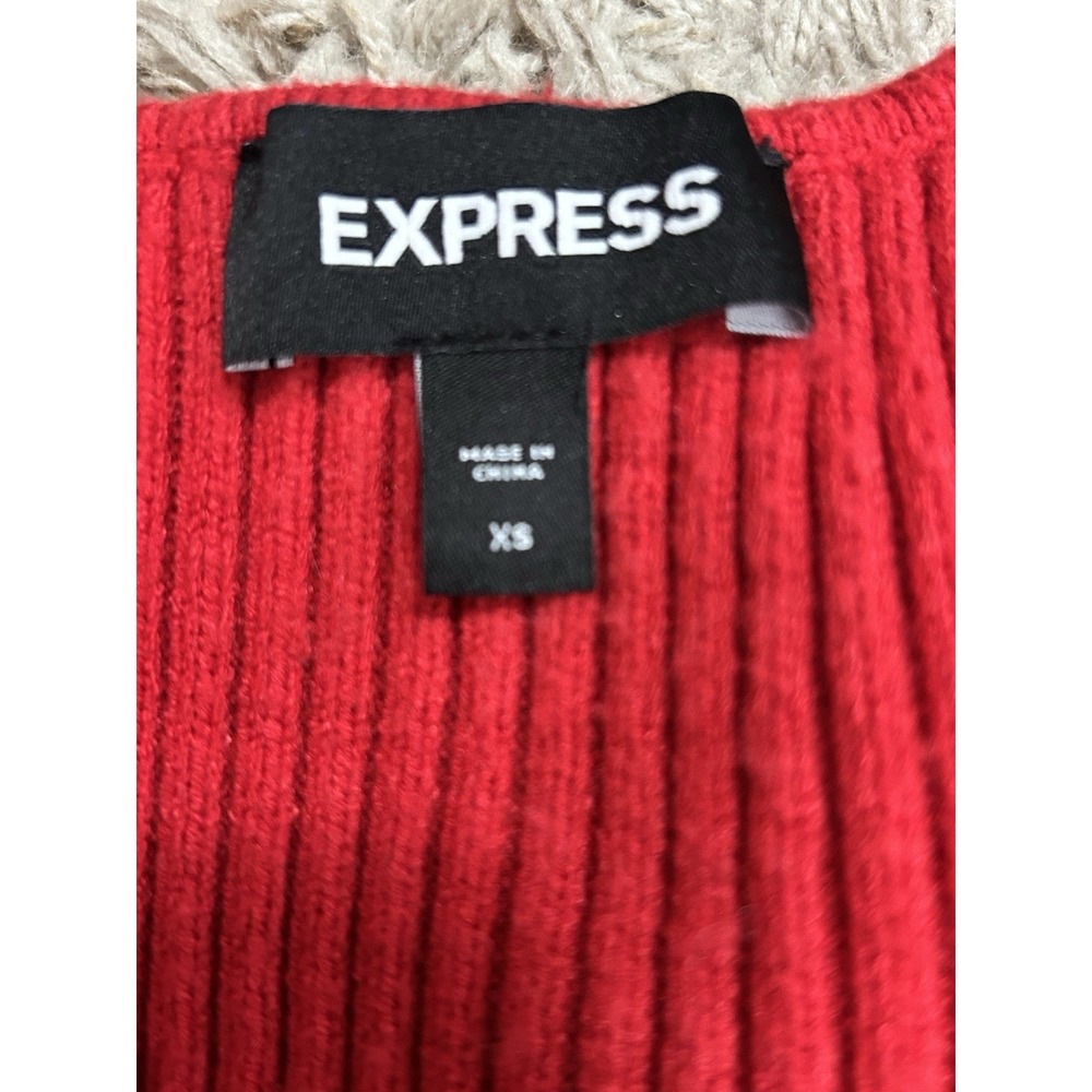 Express Puff Sleeve Ribbed Sweater Red Size XS - Picture 4 of 5